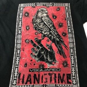 V Squared2 Hangtime Red & Black T-shirt with Biomechanical Bird Graphic Large
